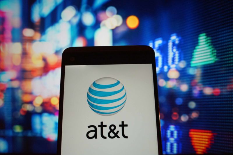 The AT & T logo displayed on a smartphone screen.