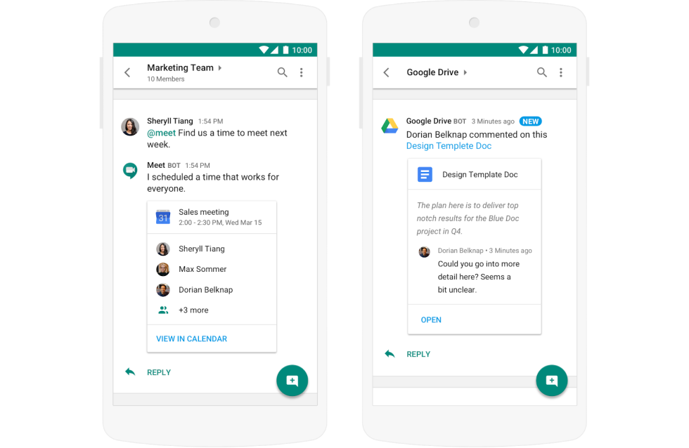 Hangouts Chat, for consumers! Form a marketing team with your friends and family! Share design templates with your mom!