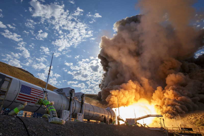 A booster for NASA’s Space Launch System is successfully fired in 2016.