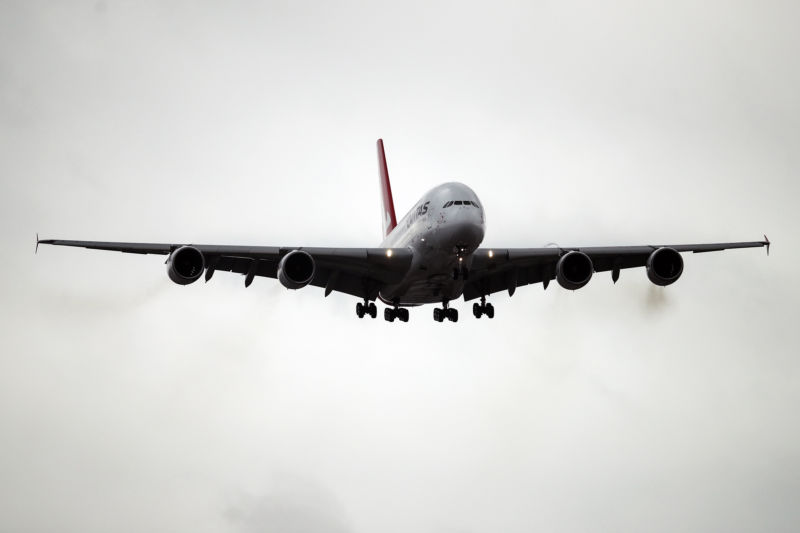 Airplane approaching a landing.