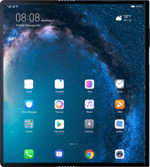Pictures of the folding Huawei Mate X.