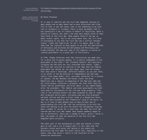 AI-generated Civil War school report