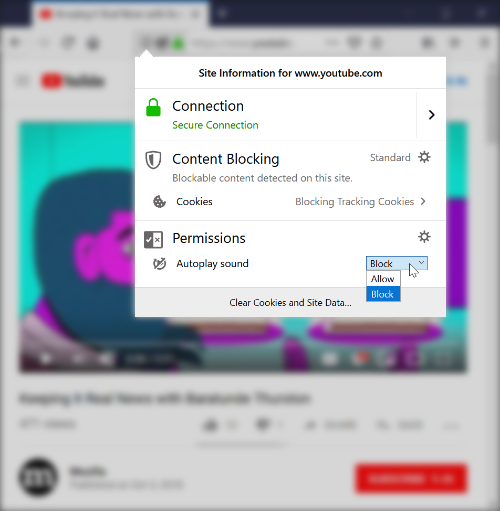 Firefox users will be able to grant autoplay audio permission on a site-by-site basis.