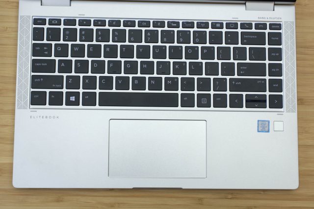 The keyboard and trackpad on the HP Elitebook x360 1040 G5.