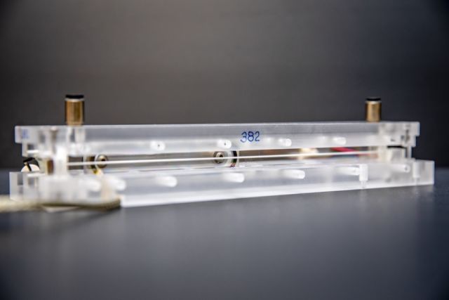 A 20-centimeter sapphire tube, or capillary, was used to achieve the world record. The tubes are used to generate and confine plasmas and to accelerate electrons.