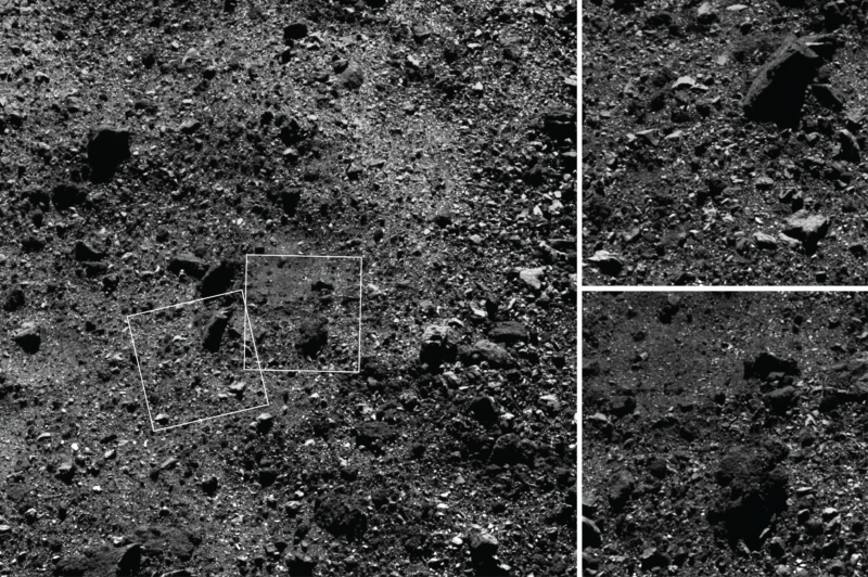 These images of the asteroid Bennu’s northern hemisphere show it covered with rocks.