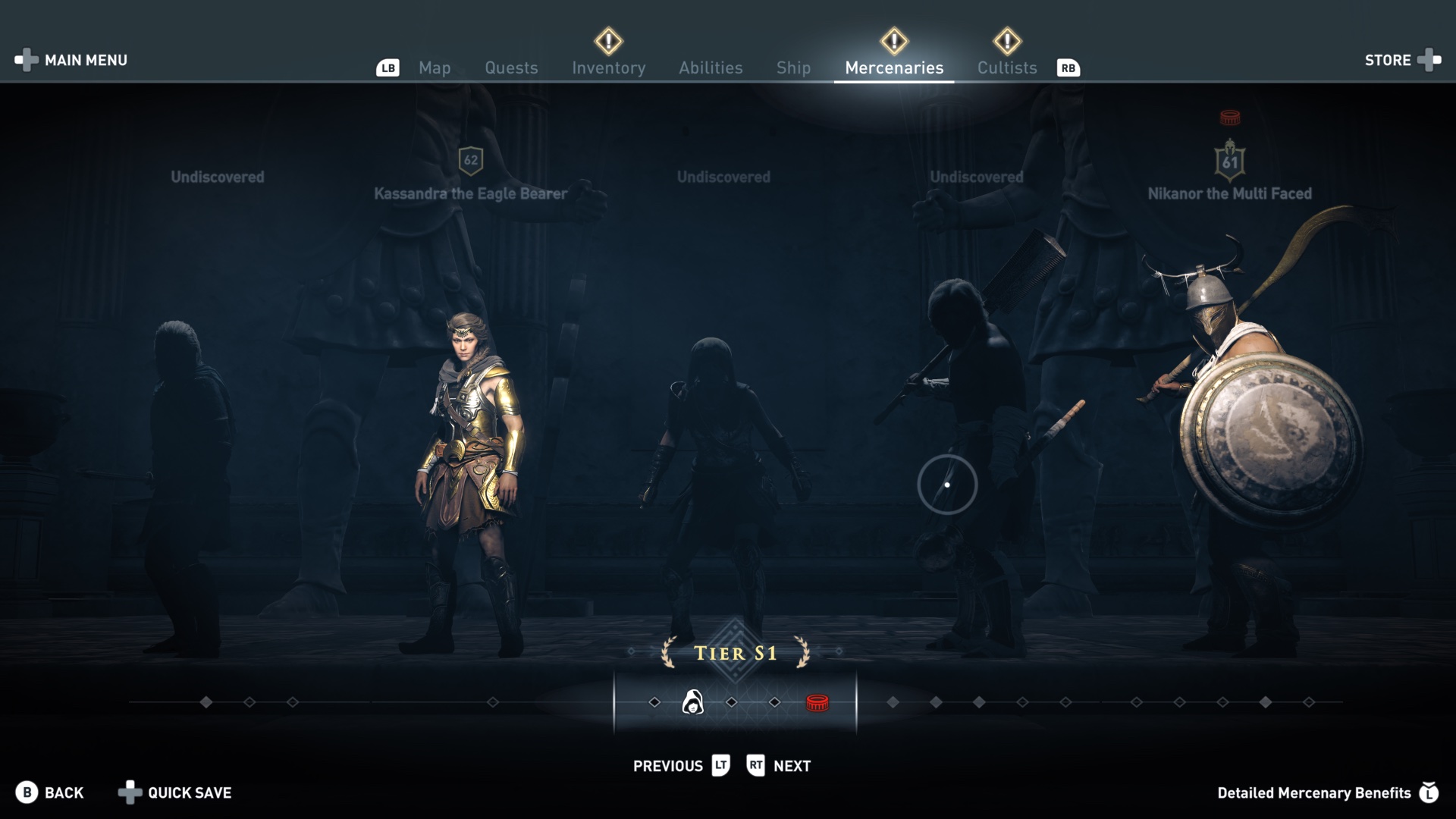 Assassins Creed Odyssey mercenary menu