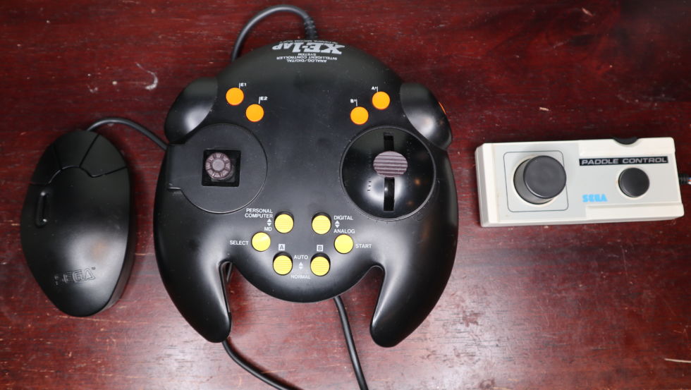 We went all-out to test the Mega Sg's controller support. Read below for descriptions on these, as they're all weird (and lent by <a href="http://incrediblystrangegames.com/">Seattle retro-gaming organization Incredibly Strange Games</a>).