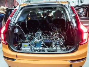 Volvo XC90 crash test vehicle trunk.