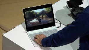 Video game played on laptop.