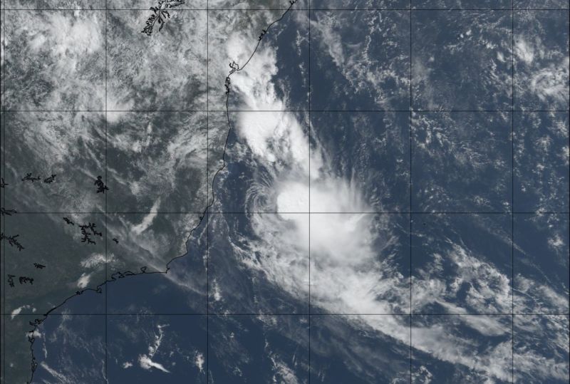 NOAA satellite image of Tropical Storm Iba off the Brazil coast on Monday morning.