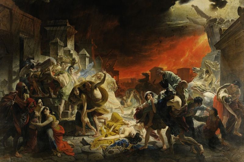 Scene from <em>The Last Day of Pompeii</em> (circa 1830) by Karl Brullov, who visited Pompeii in 1828.