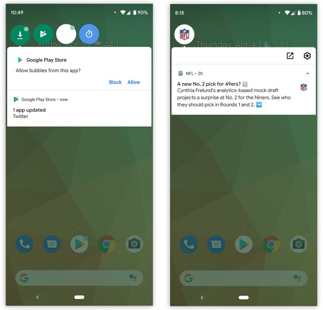 Pictures of Android Q Beta 2.
