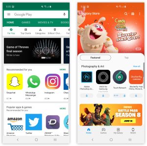 Pictures of the Galaxy S10 software.
