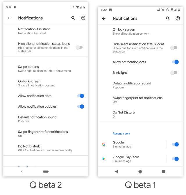 Pictures of Android Q Beta 2.