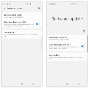 Pictures of the Galaxy S10 software.