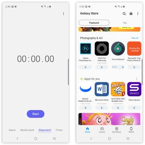 Pictures of the Galaxy S10 software.