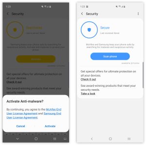 Pictures of the Galaxy S10 software.