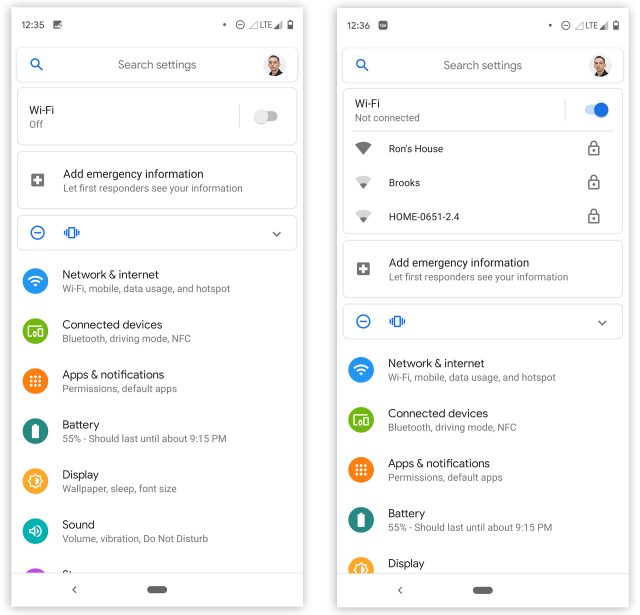 Pictures of Android Q Beta 2.