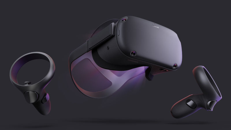 The Oculus Quest, as enjoyed by an invisible model.