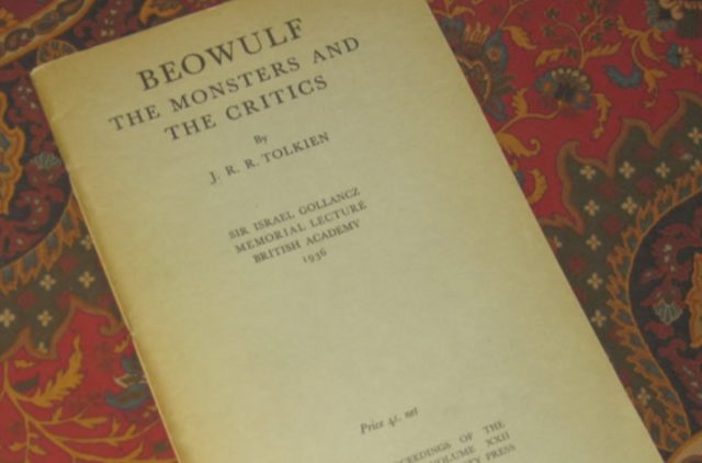 A copy of J.R.R. Tolkien's seminal manuscript, "<i>Beowulf</i>: The Monsters and the Critics," reprinted lithographically at the University Press, Oxford from sheets of the first edition, 1958, 1960.