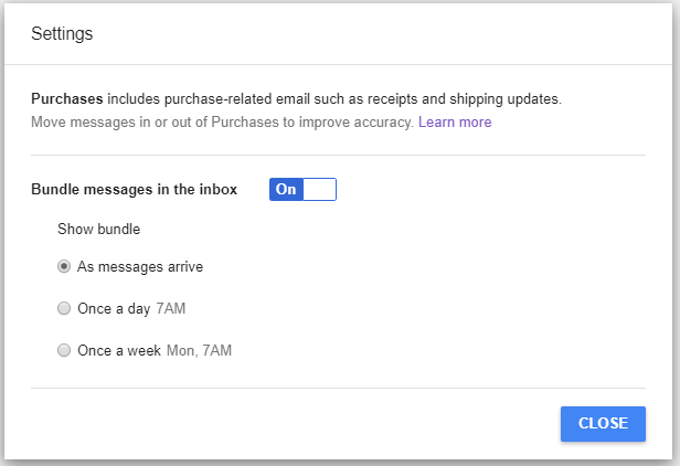 google inbox app create bundle