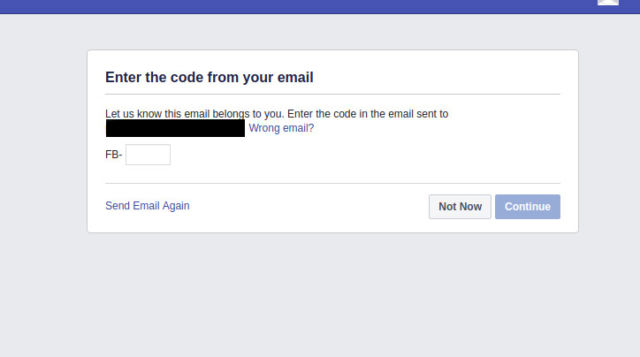 The new, improved Facebook email confirmation page.