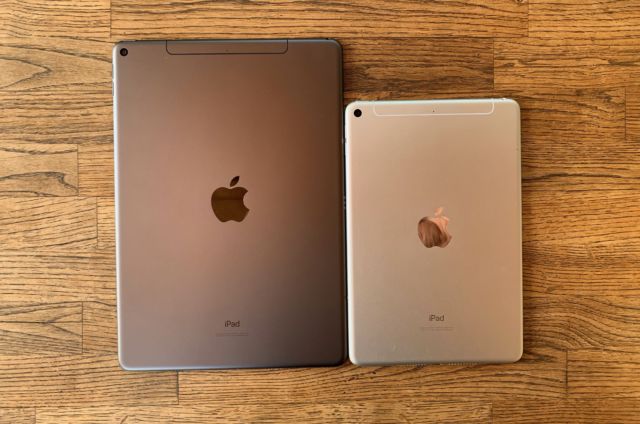 The 2019 iPad Air and iPad mini, side by side.