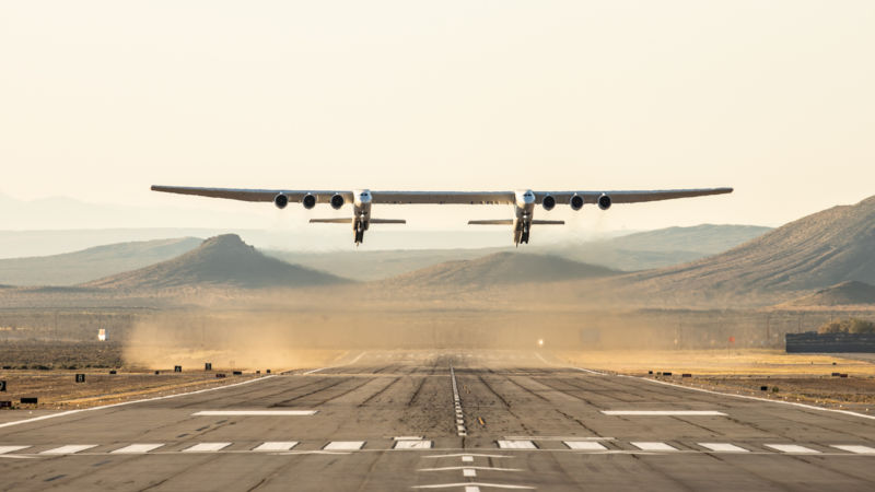 The Stratolaunch aircraft takes off for its maiden flight on April 13th.