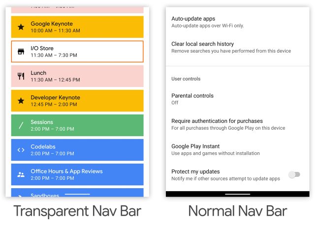 Pictures of Android Q's gesture navigation.