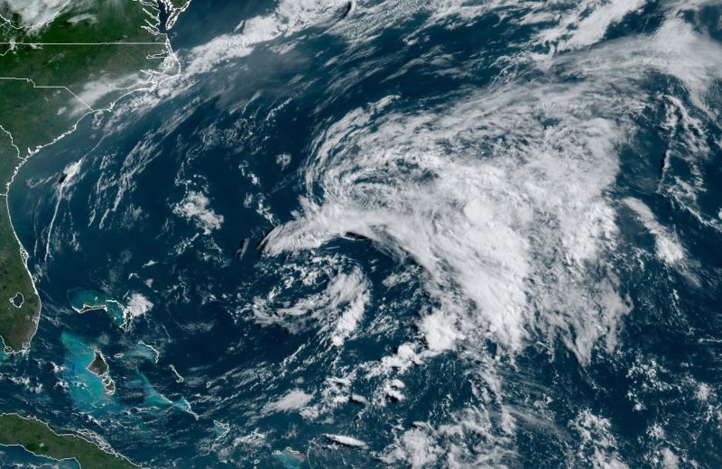 Subtropical Storm Andrea, about 475km southwest of Bermuda, isn't much to look at.