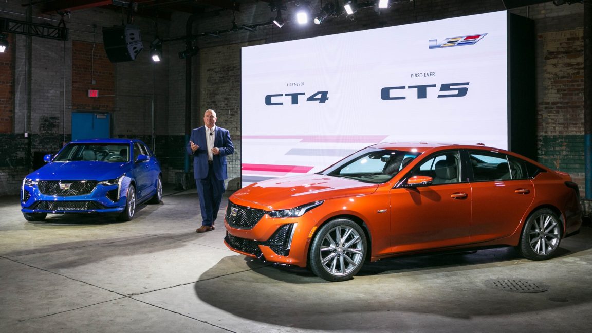 General Motors Vice President Global Product Ken Morris unveils the 2020 Cadillac CT4-V and CT5-V.