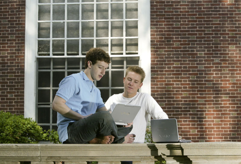Mark Zuckerberg and Chris Hughes on Harvard's campus in 2004, well before Facebook started taking over the world.