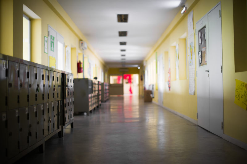 Corridor of public school.