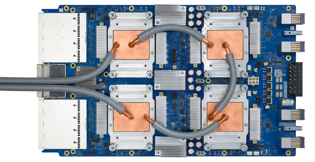 A circuit board containing Google's tensor processor unit.