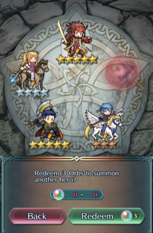 An example of the randomized hero summons in <em>Fire Emblem Heroes</em>