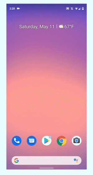 Pictures of Android Q's gesture navigation.