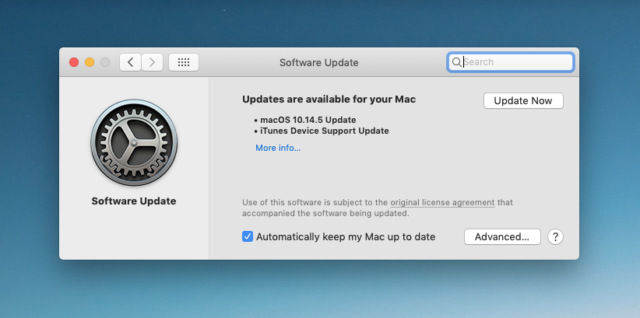Remember that macOS software updates are now in the System Preferences panel, not the App Store, in Mojave.