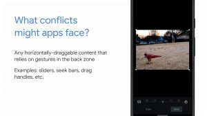 Pictures of Android Q's gesture navigation.