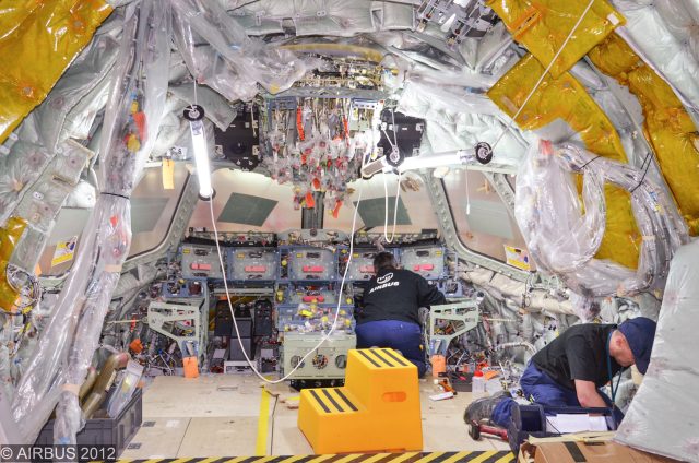  An airplane being assembled at an Airbus facility. The company is developing "smart tools" that use local and network intelligence as part of its own Industry 4.0 "factory of the future" initiative. 