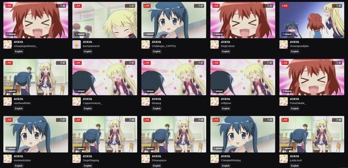 A recording shows the flood of "Ayaya" anime meme streams that took over Twitch's Artifact stream page in May.