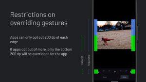 Pictures of Android Q's gesture navigation.