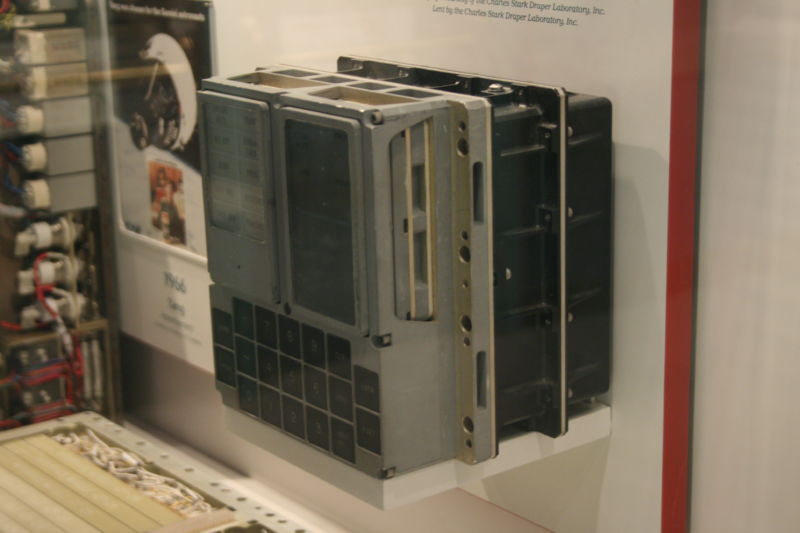 DSKY unit of the Apollo Guidance Computer in the National Air and Space Museum. Shirriff used a different unit that belongs to a private collector. 