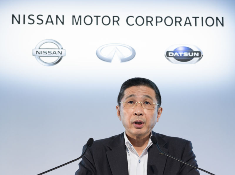 Hiroto Saikawa, president and chief executive officer of Nissan, speaks at the company's headquarters in Yokohama, Japan, on July 25, 2019.