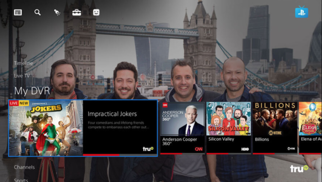 Screenshot of PlayStation Vue live television service. 