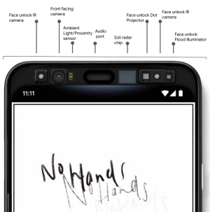 Pictures of the Pixel 4.