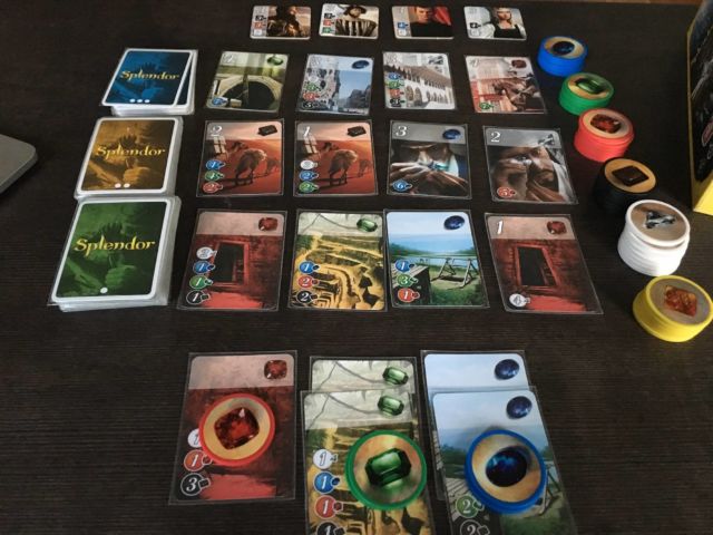 <em>Splendor</em> is a recommended, accessible "engine-building" game with rounds that only last about 30 minutes.
