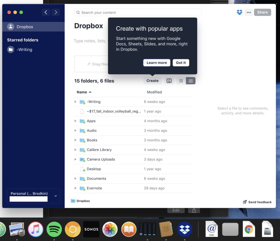 Dropbox's new app opens a file browser and Dock icon every time my Mac restarts.