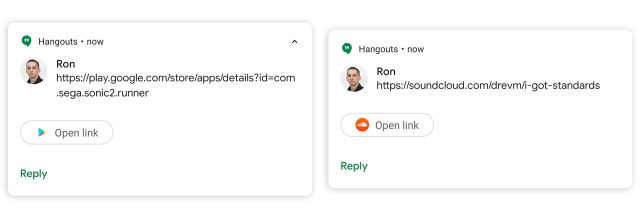 Pictures of notification actions.