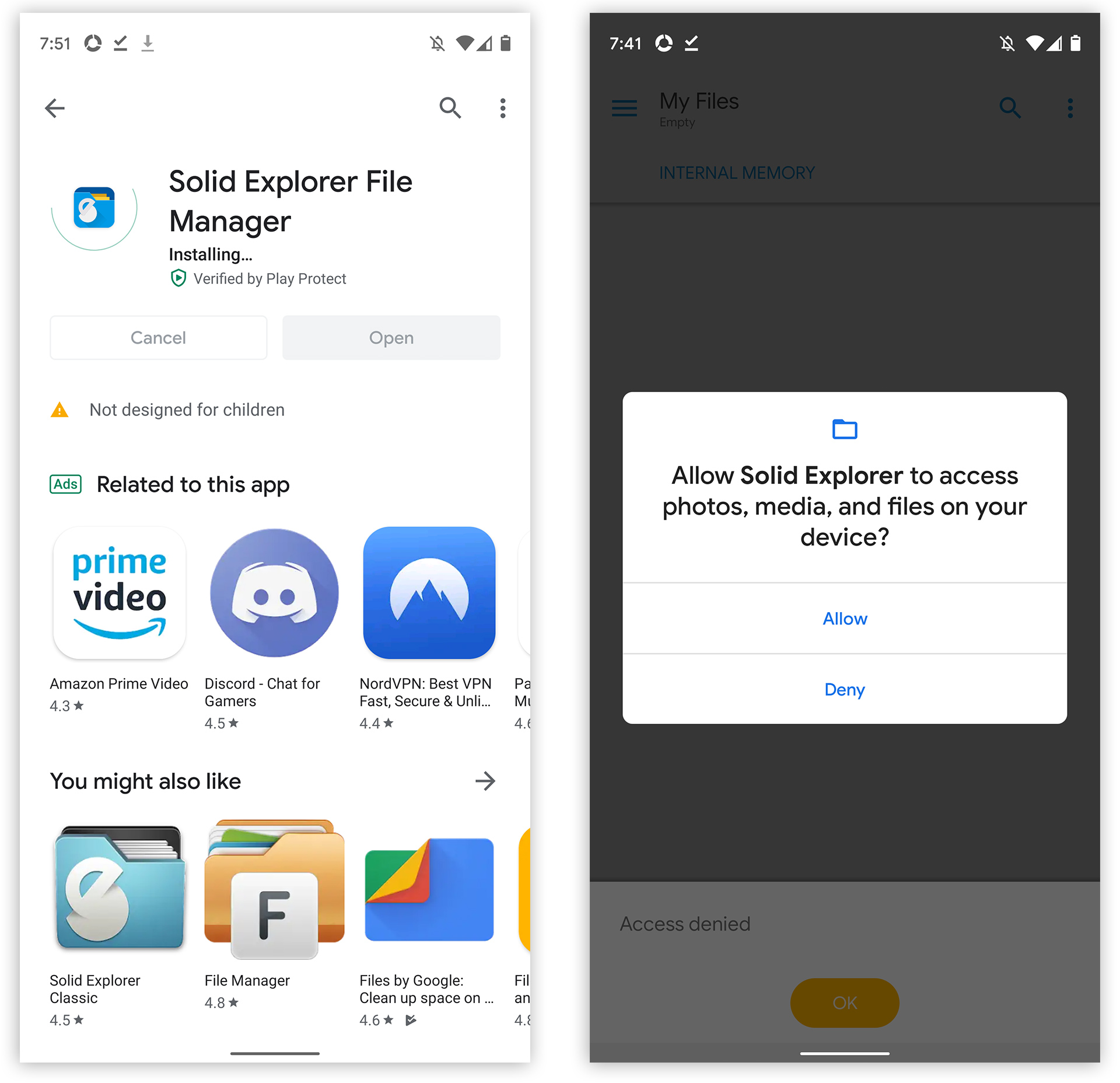 Photos of Solid Explorer, one of the few apps that works with scoped storage.